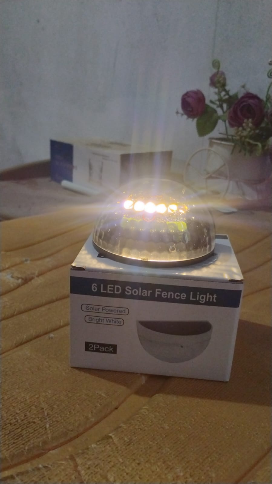 6 LED Solar Powered Wall Mount Fence Light with Honeycomb Shade Design (2 Pc Set)