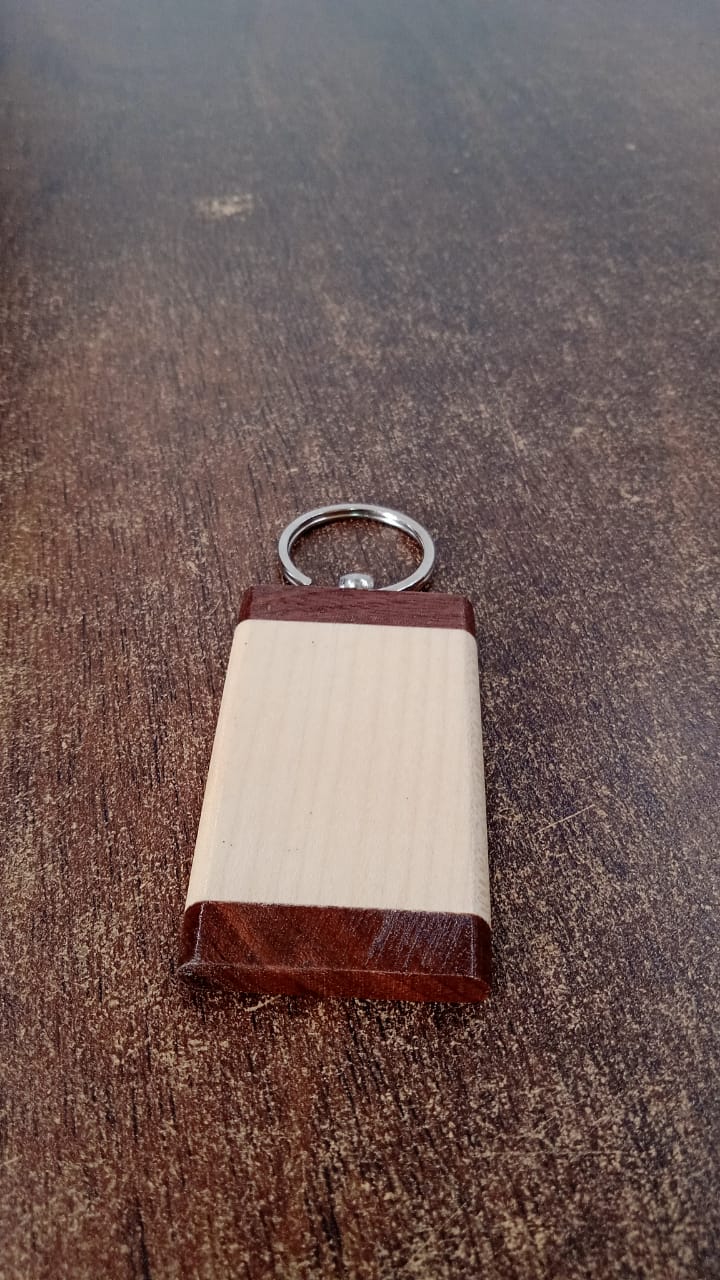 Premium Wooden Keychain with Dual Tone Finish (1 Pc)