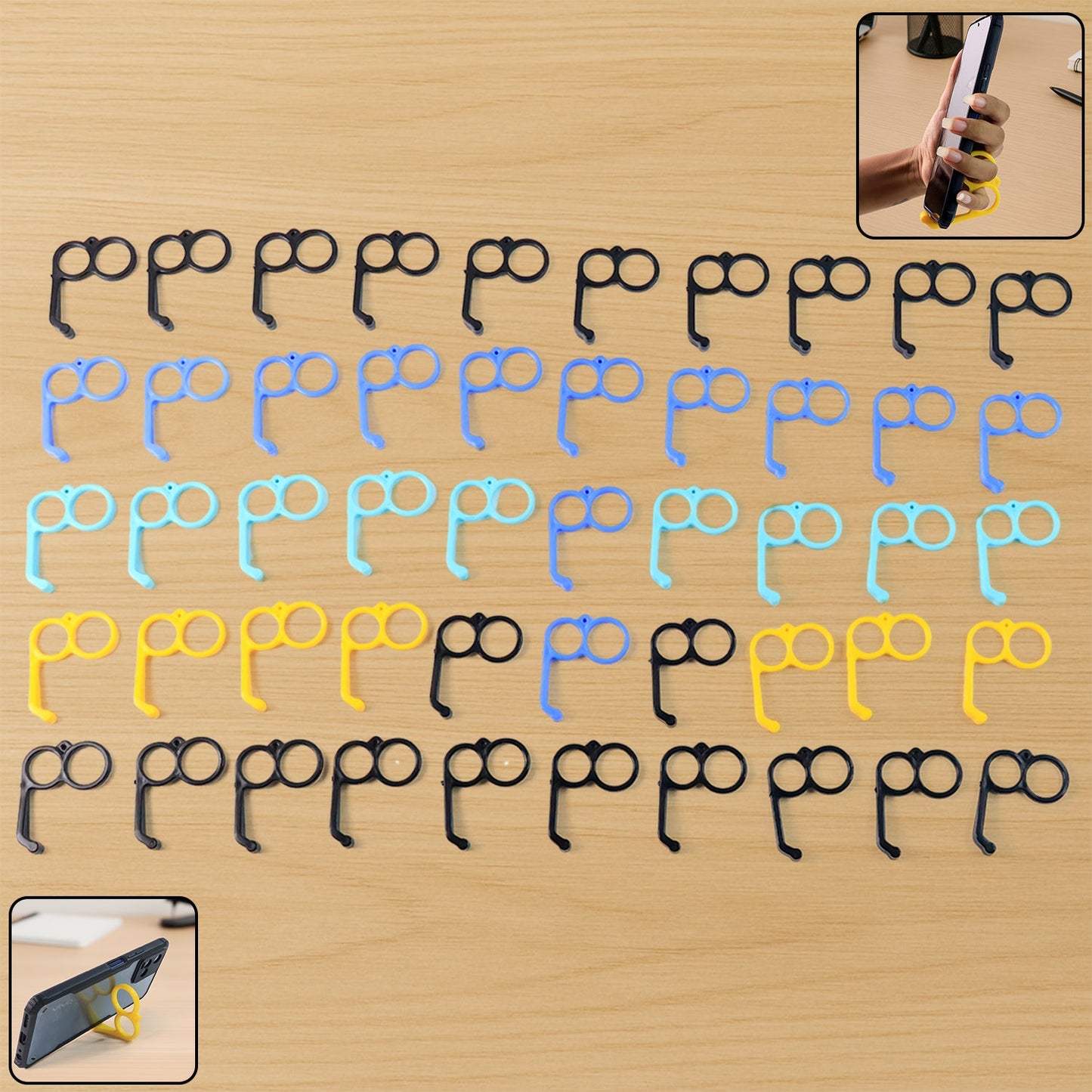 Plastic Hand Mobile Stand (Mix Color / 50 Pc)